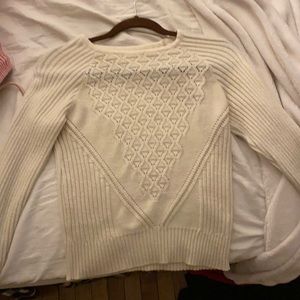 white knit sweater
